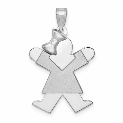 14 White Gold Solid Medium Girl With Bow Joy Charm
