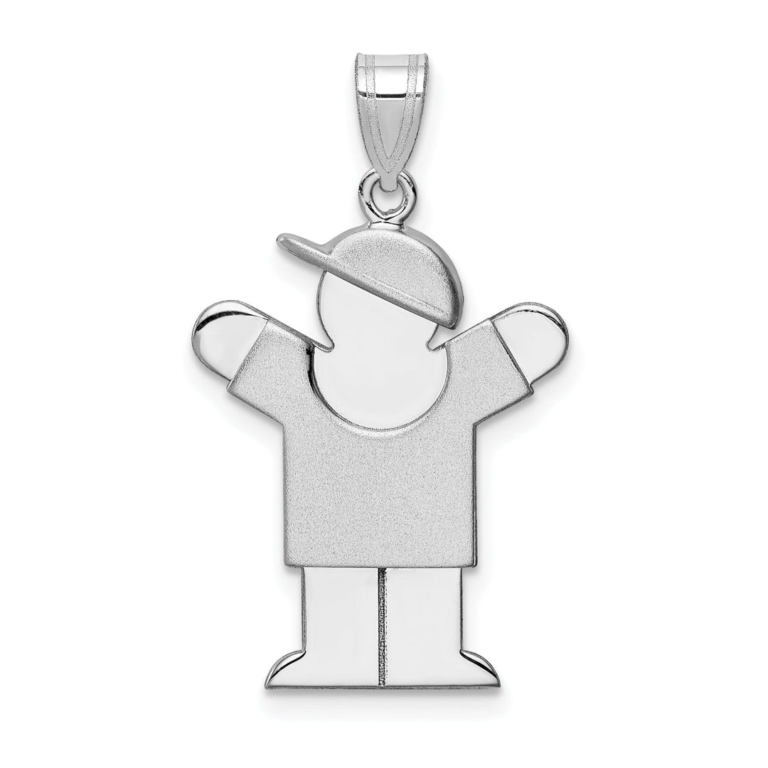 14k White Gold Solid Boy With Hat Love Charm