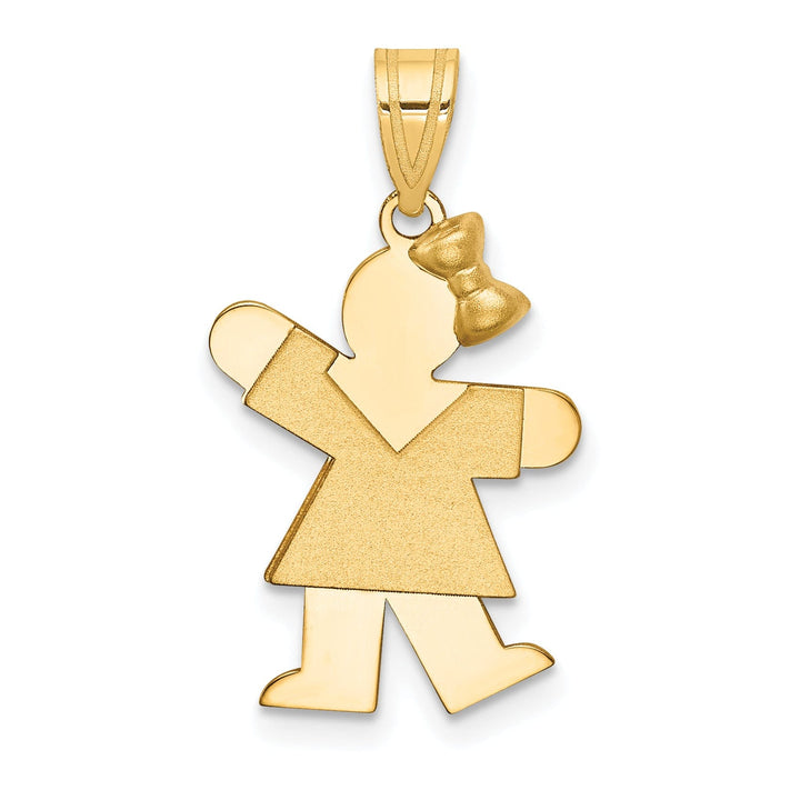 14k Yellow Gold Polished Girl With Bow Kiss Charm