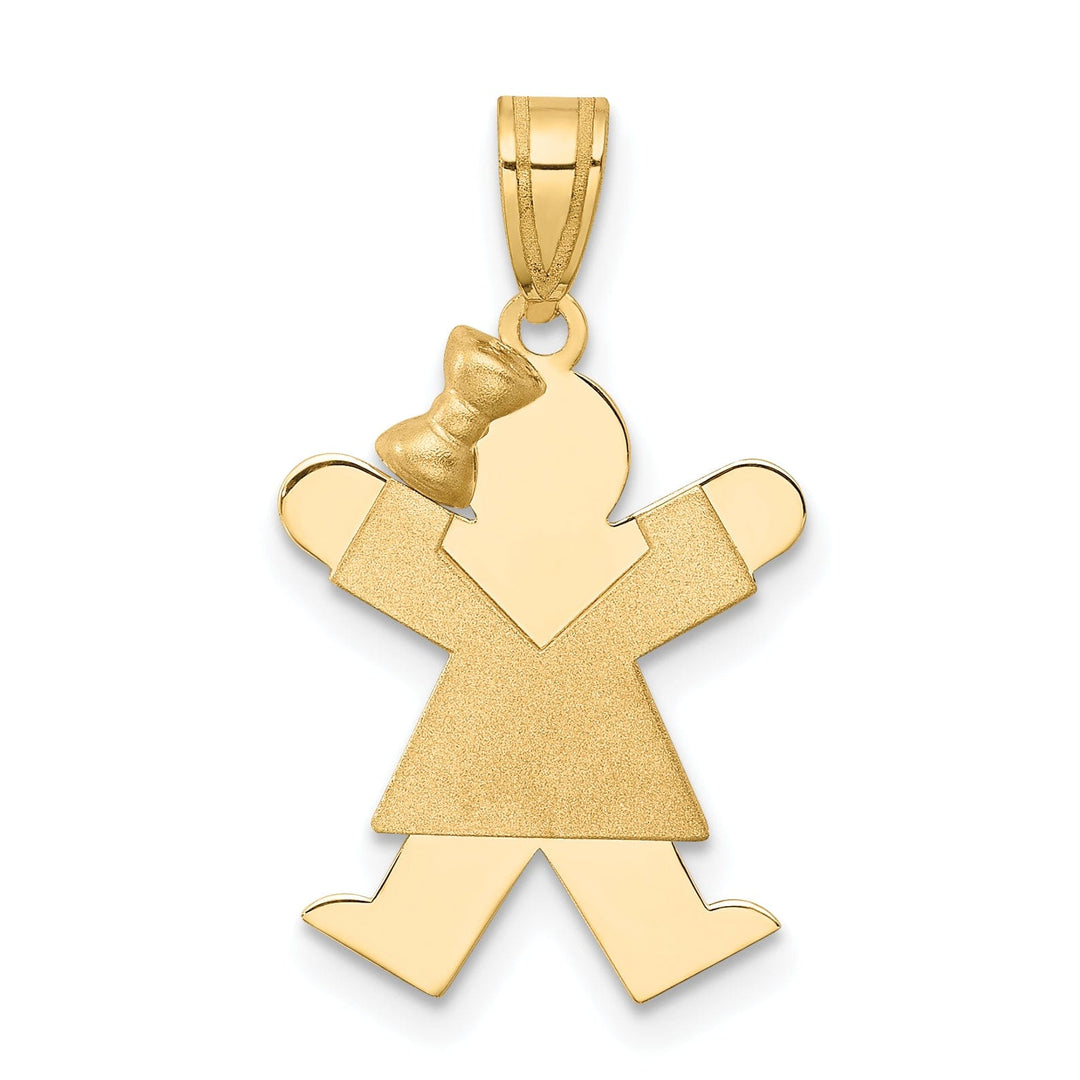 14k Yellow Gold Polished Girl With Bow Joy Charm