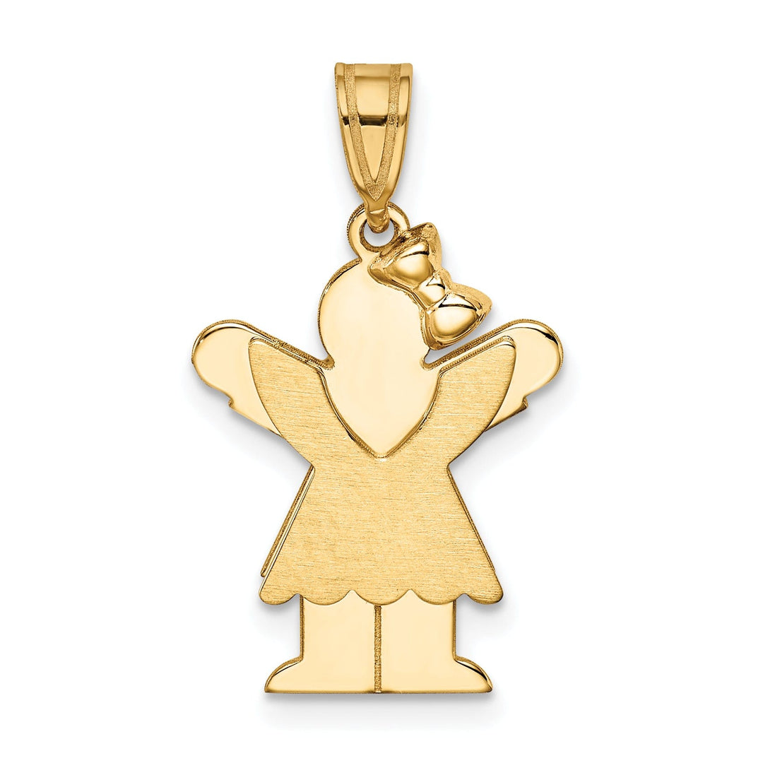 14k Yellow Gold Polished Girl With Bow Love Charm