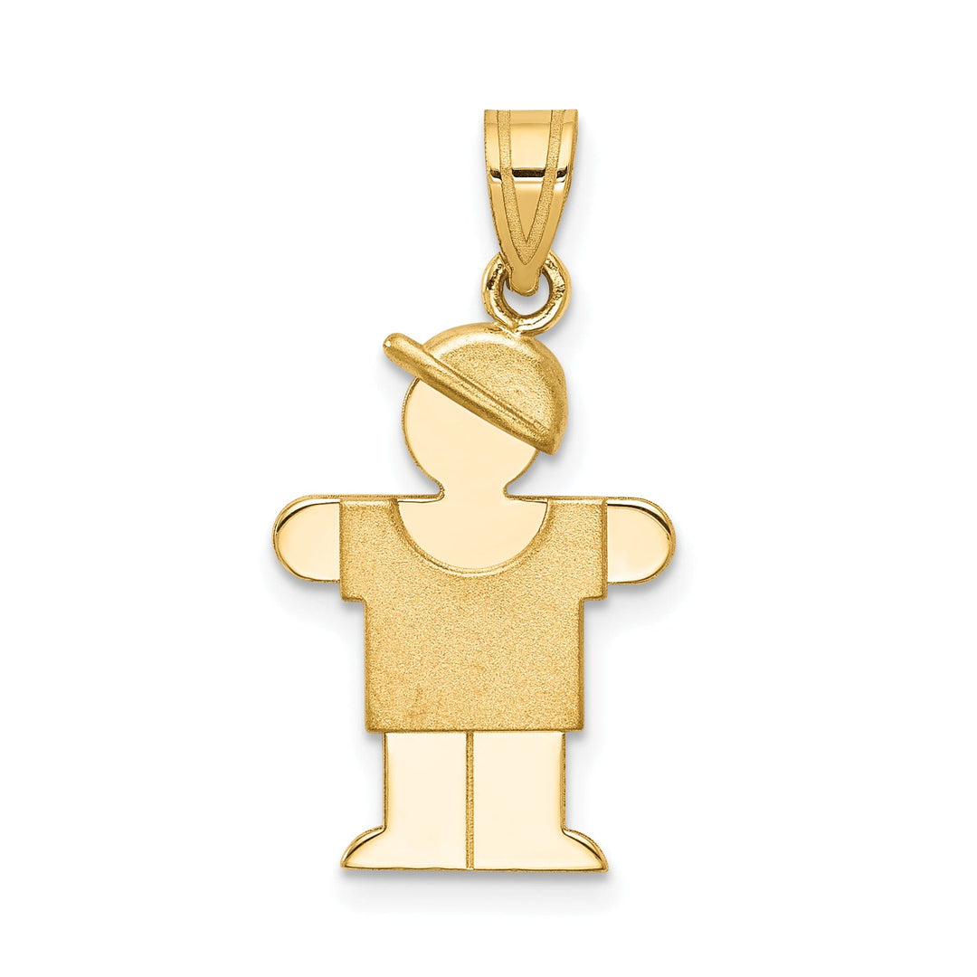 14k Yellow Gold Polished Boy With Hat Hugs Charm