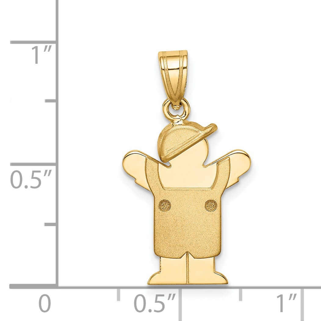 14 Yellow Gold Boy in Overalls With Hat Love Charm