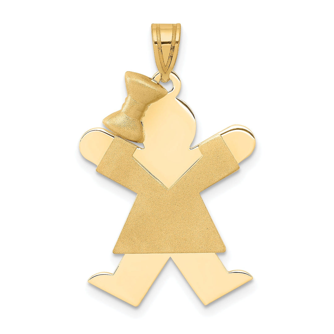 14k Yellow Gold Polished Girl With Bow Joy Charm