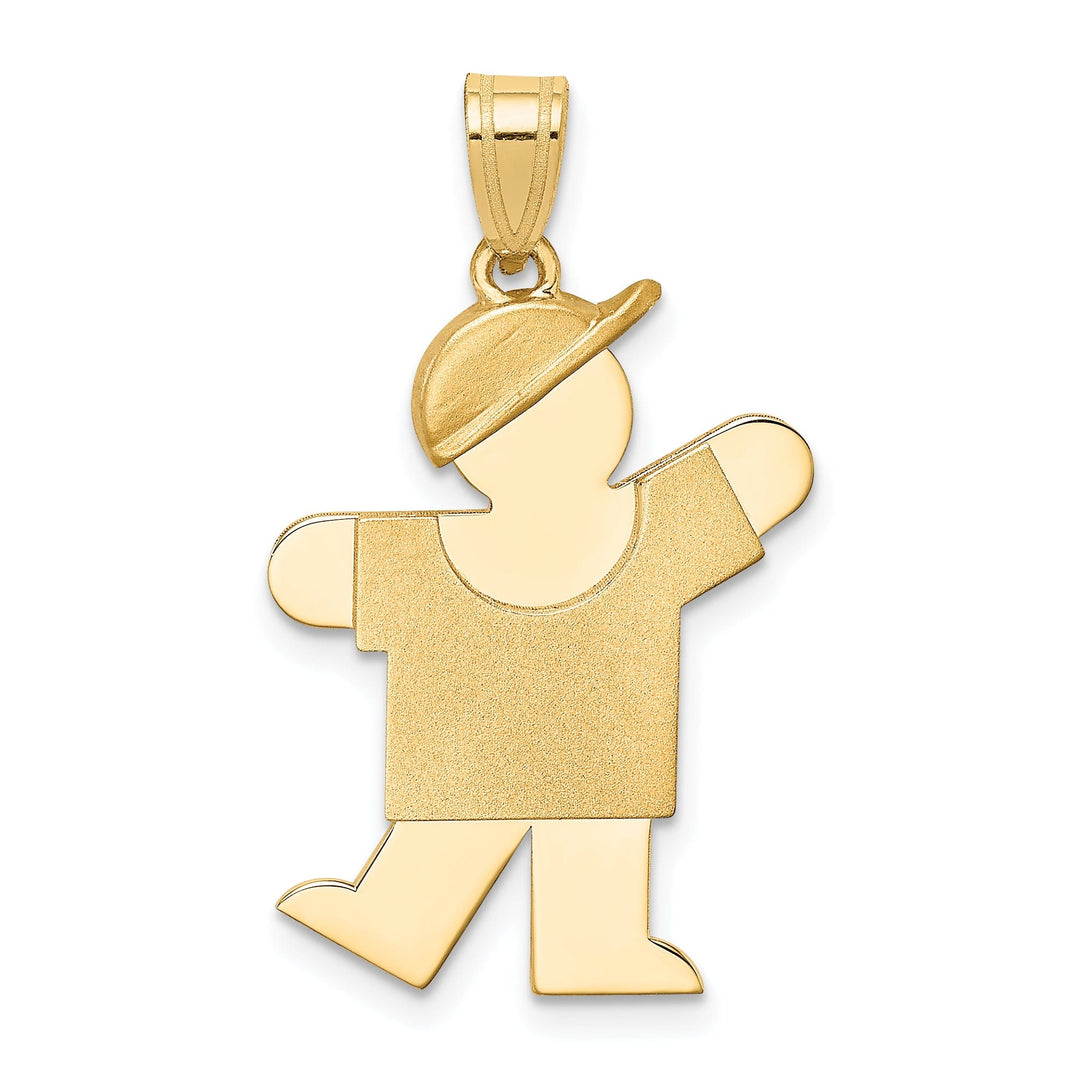 14k Yellow Gold Polished Boy With Hat Kiss Charm