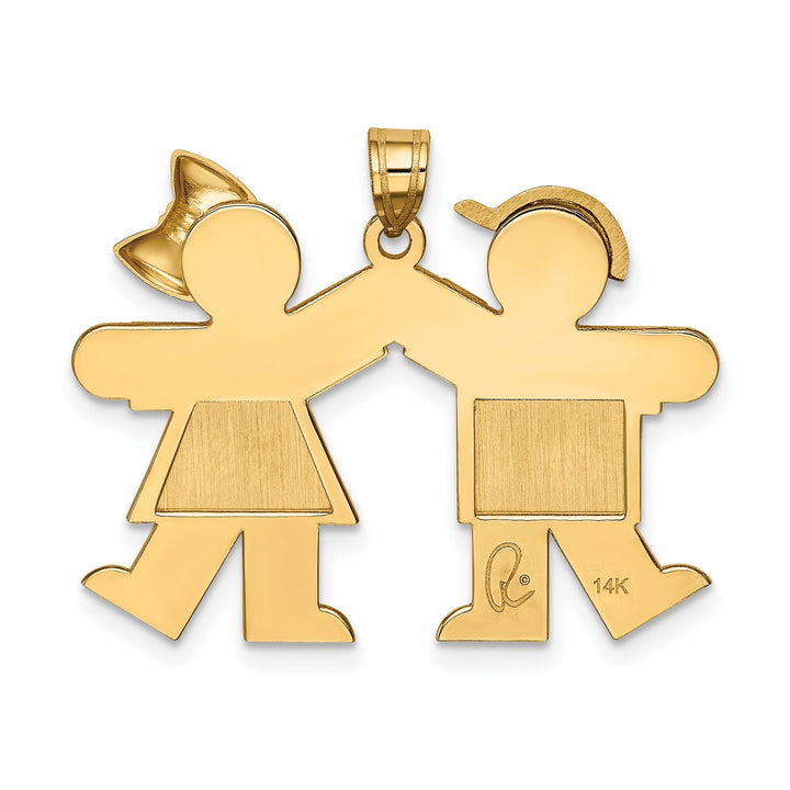 14k Yellow Gold Polished Boy-Girl Twins Kiss Charm