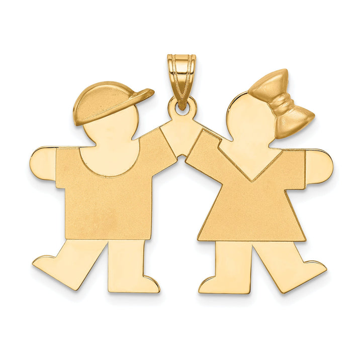 14k Yellow Gold Polished Boy-Girl Twins Kiss Charm