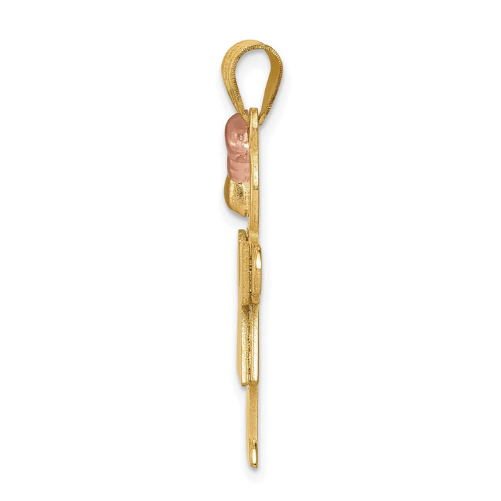 14k Two-tone Polished Hugs Girl With Bow Charm