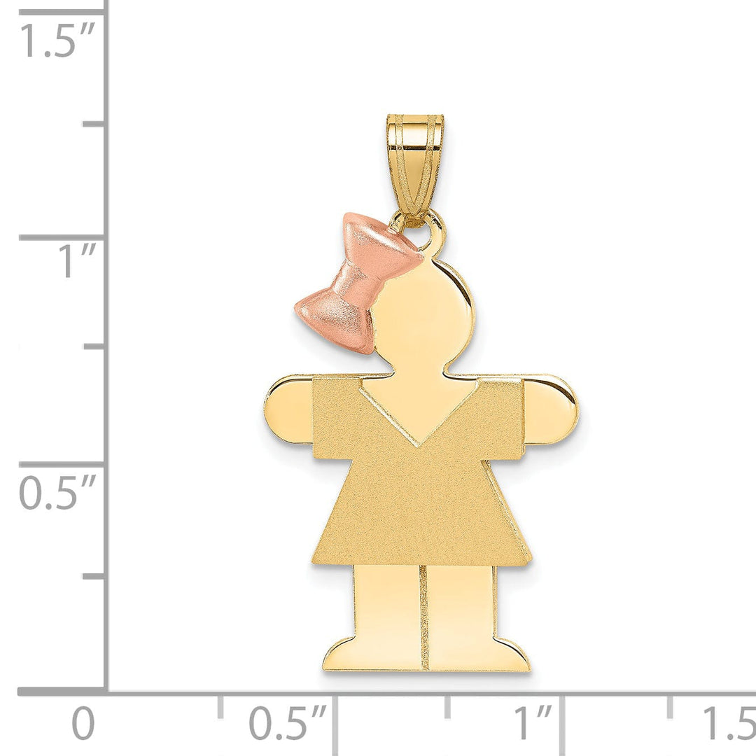 14k Two-tone Polished Hugs Girl With Bow Charm