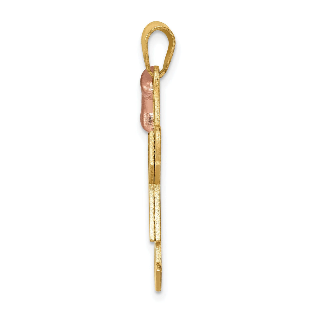 14k Two-tone Polished Joy Girl With Bow Charm
