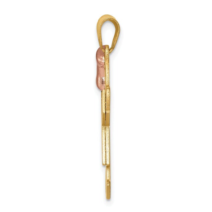 14k Two-tone Polished Joy Girl With Bow Charm