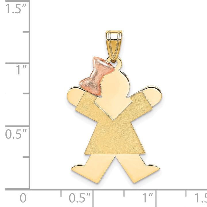 14k Two-tone Polished Joy Girl With Bow Charm