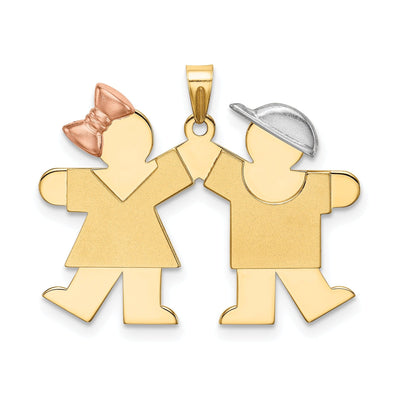 14k Tri-Color Small Girl-Boy Twins Kiss Charm at $ 381.18 only from Jewelryshopping.com