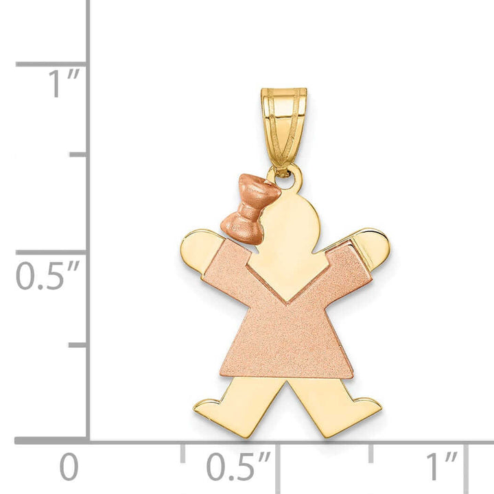 14 Two-tone Polished Small Girl With Bow Joy Charm