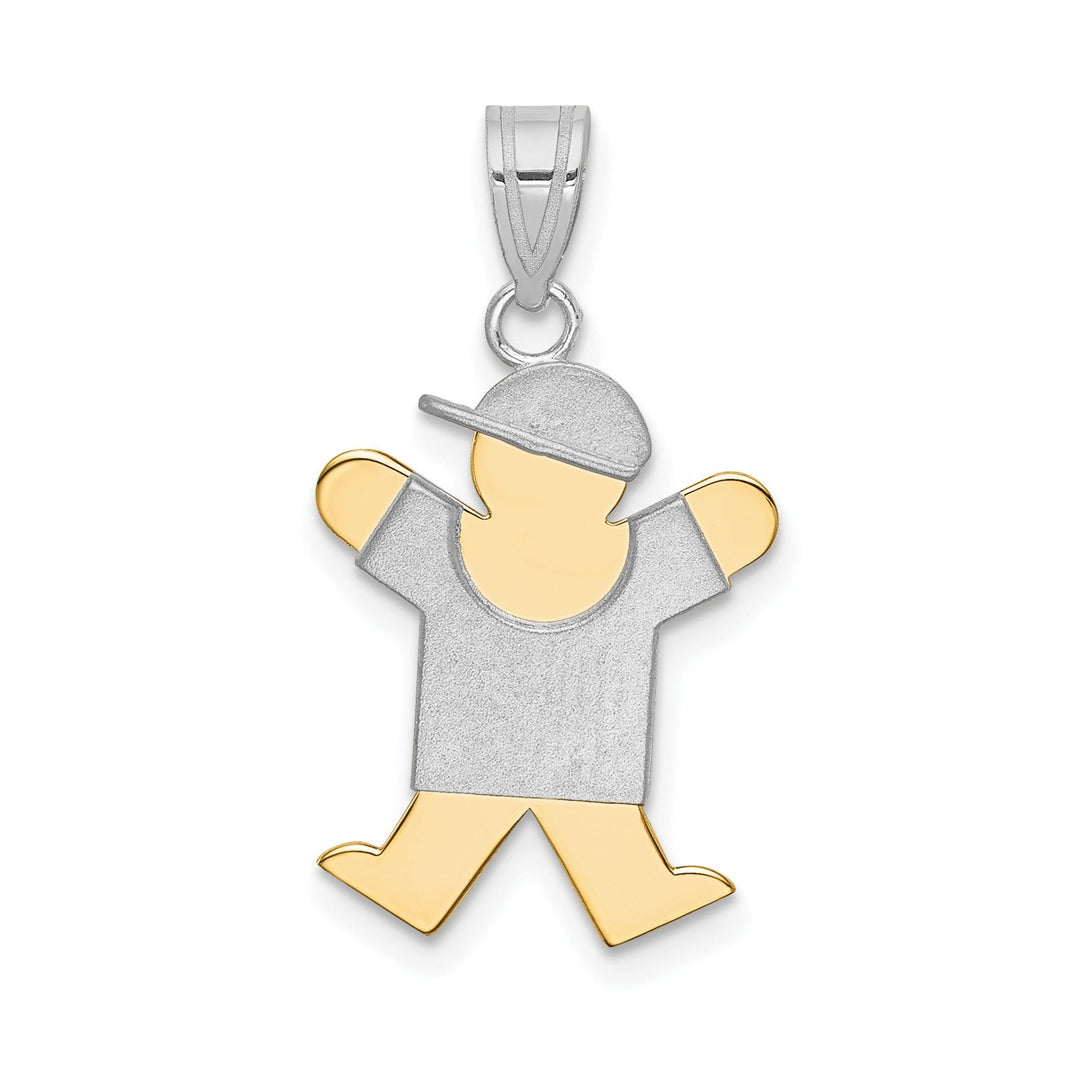 14k Two-tone Polished Small Boy With Hat Joy Charm