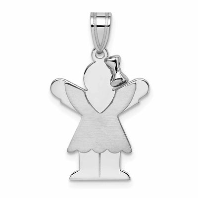 14 White Gold Solid Small Girl With Bow Love Charm