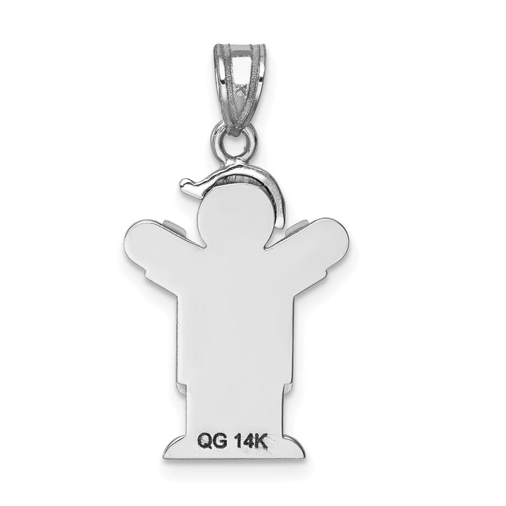 14k White Gold Solid Small Boy With Hat Love Charm