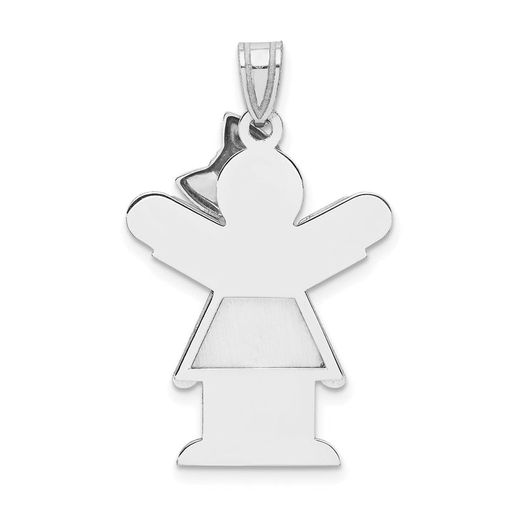 14k White Gold Solid Girl With Bow Love Charm
