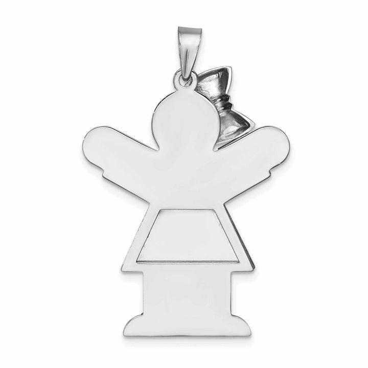 14 White Gold Solid Large Girl With Bow Love Charm