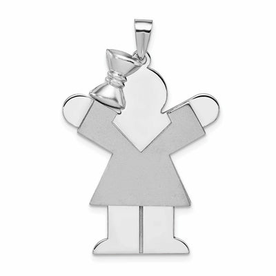 14 White Gold Solid Large Girl With Bow Love Charm