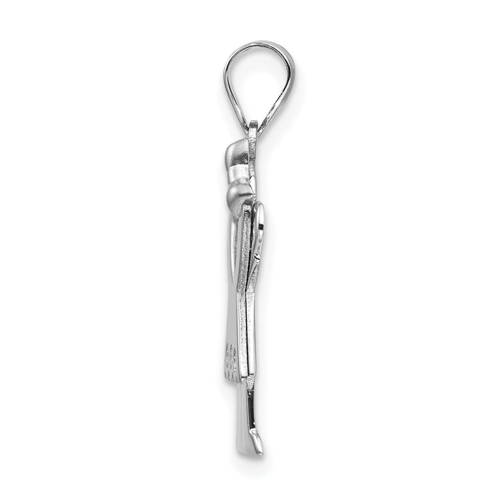 14k White Gold Diamond Girl With Bow Love Pendant