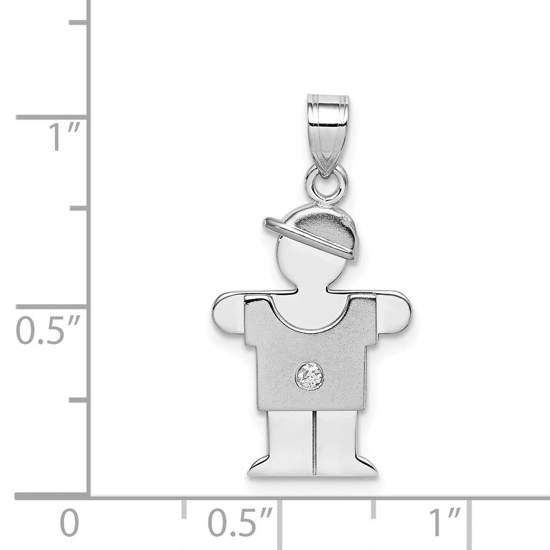 14k White Gold Diamond Boy With Hat Hugs Pendant