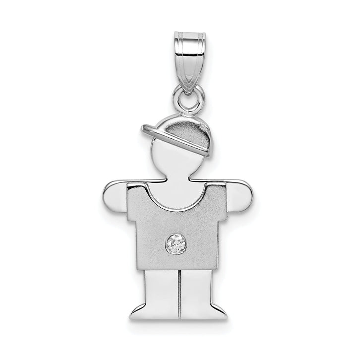 14k White Gold Diamond Boy With Hat Hugs Pendant