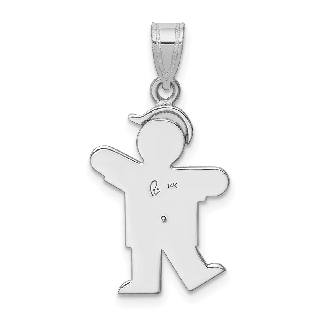 14k White Gold Diamond Boy With Hat Kiss Pendant