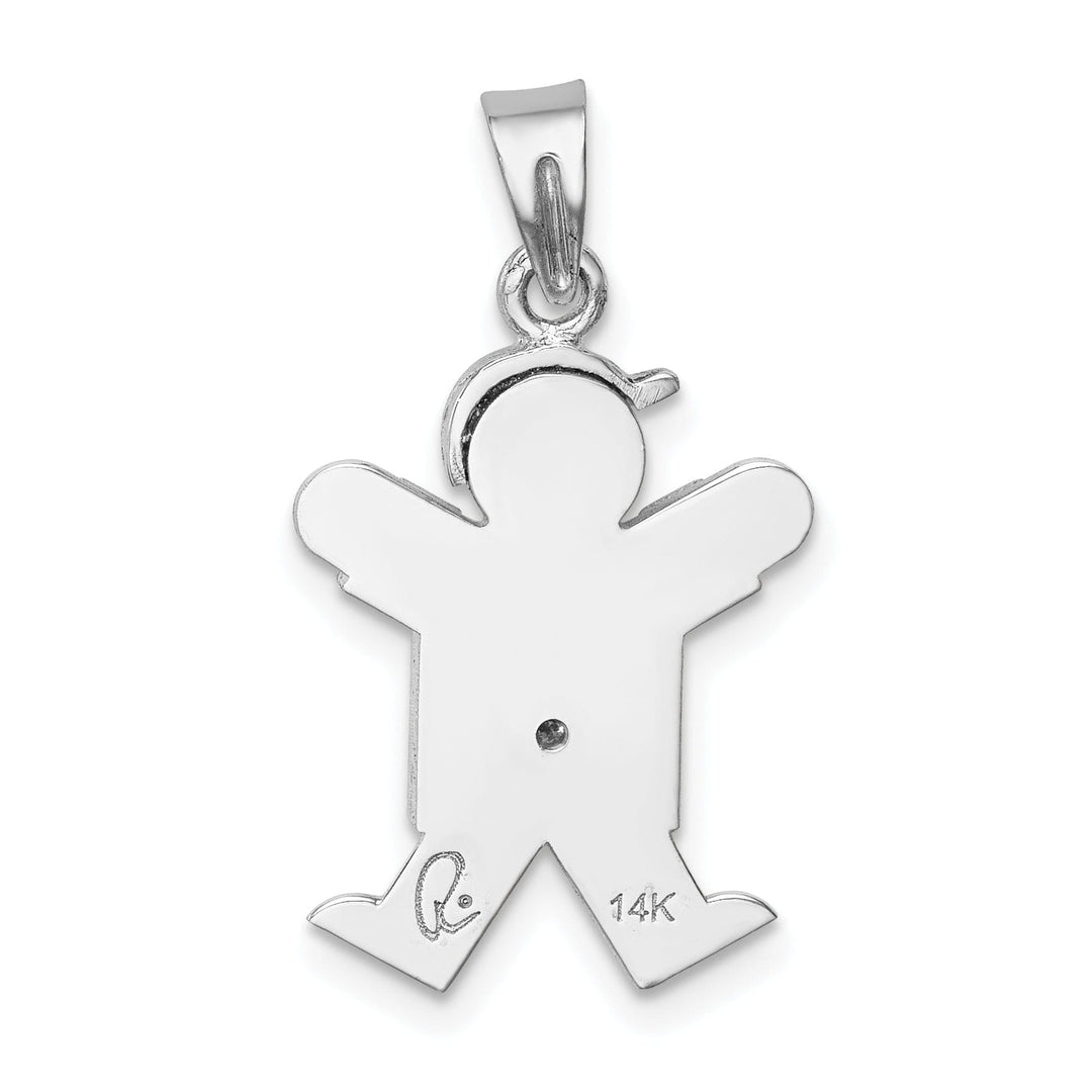 14k White Gold Diamond Boy With Hat Joy Pendant