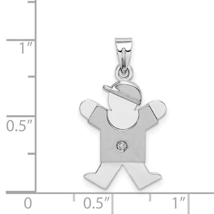 14k White Gold Diamond Boy With Hat Joy Pendant