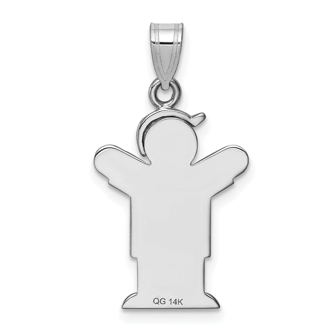 14k White Gold Diamond Boy With Hat Love Pendant