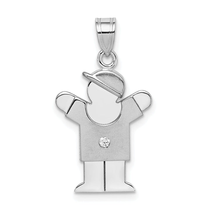 14k White Gold Diamond Boy With Hat Love Pendant