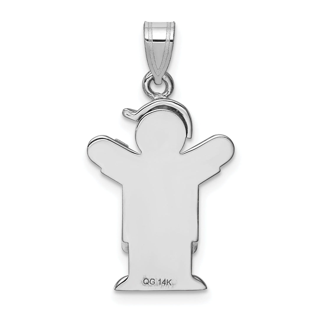 14k White Gold Diamond Boy With Hat Love Pendant