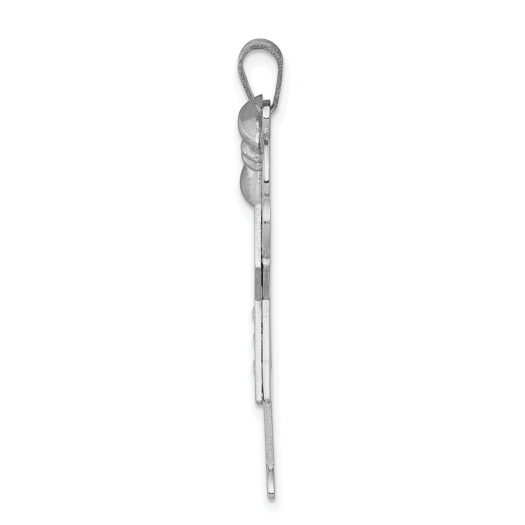 14k White Gold Diamond Girl With Bow Love Pendant