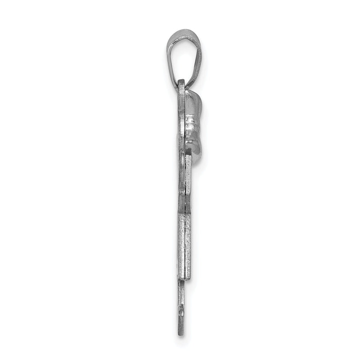 14k White Gold Diamond Girl With Bow Joy Pendant