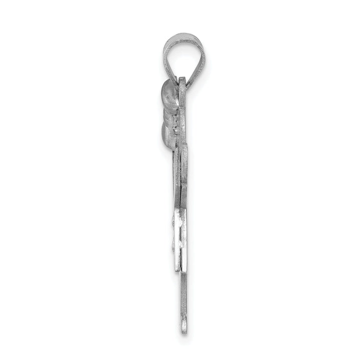 14k White Gold Diamond Girl With Bow Love Pendant
