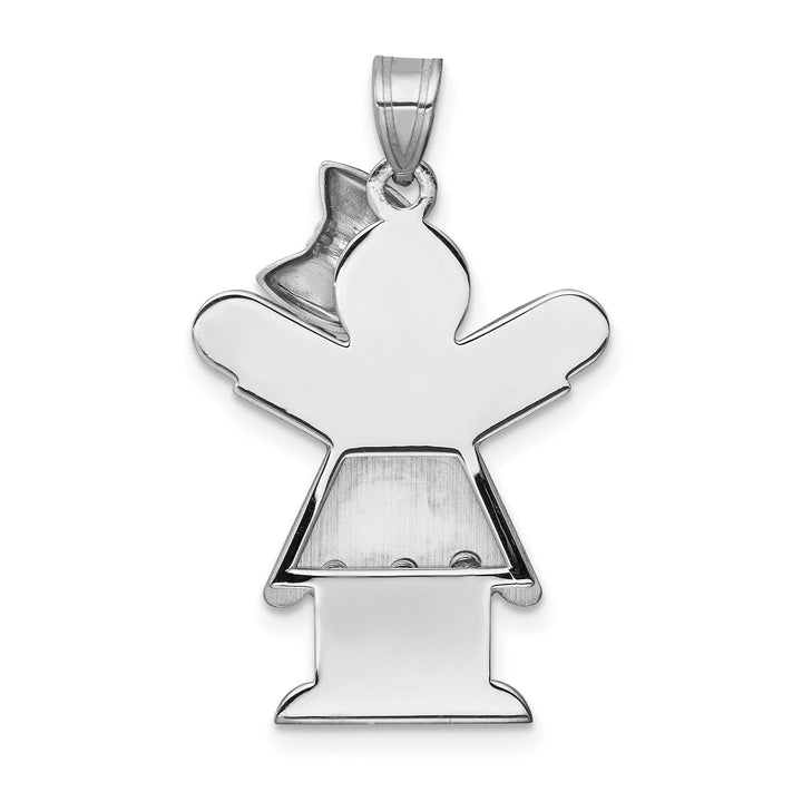 14k White Gold Diamond Girl With Bow Love Pendant