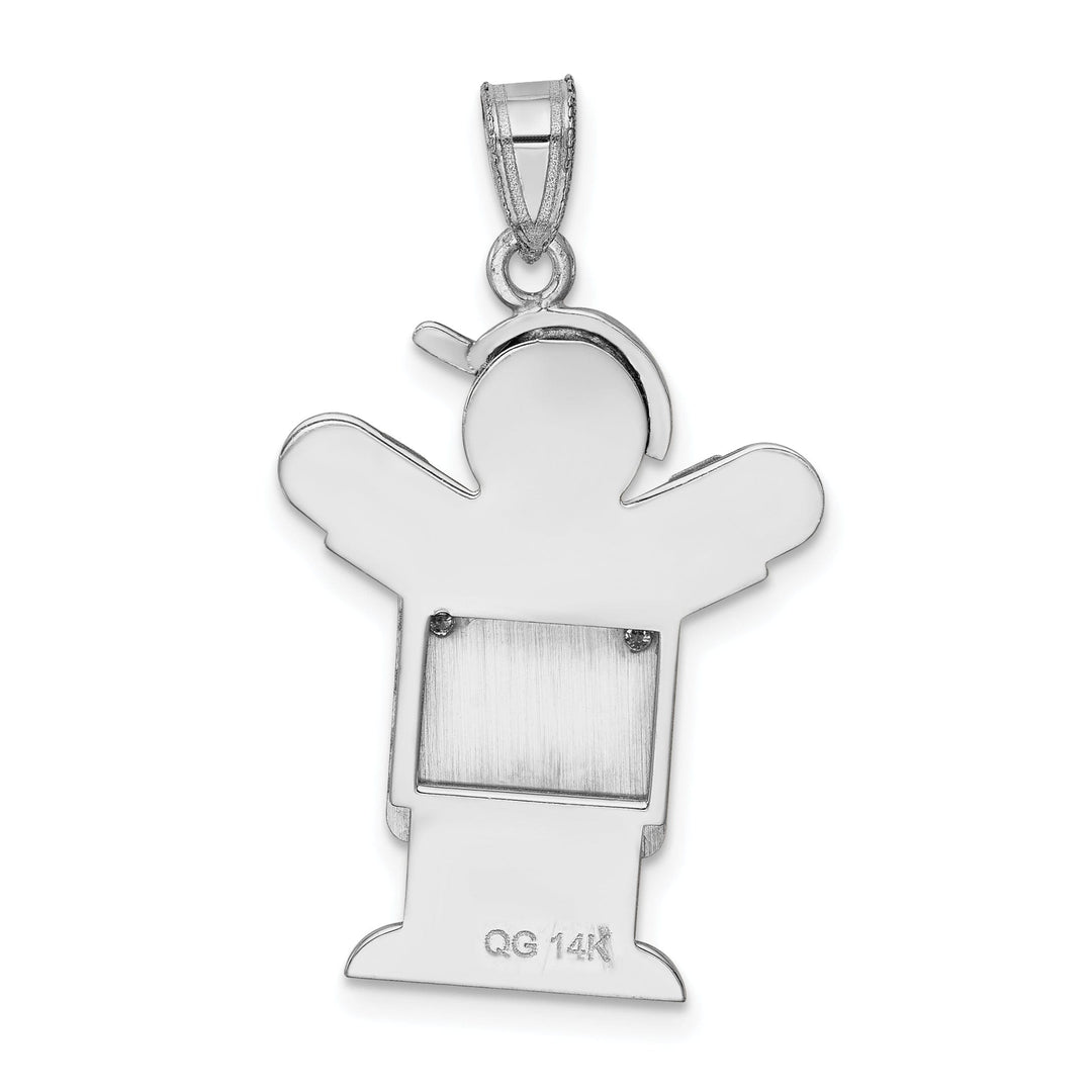 14k White Gold Diamond Boy With Hat Love Pendant