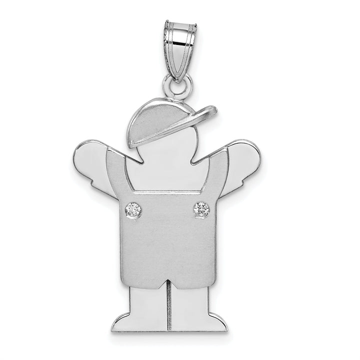 14k White Gold Diamond Boy With Hat Love Pendant