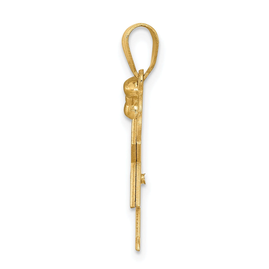 14k Yellow Gold Diamond Girl With Bow Love Pendant