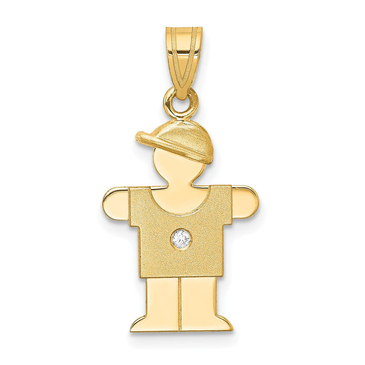 14k Yellow Gold Diamond Boy With Hat Hugs Pendant