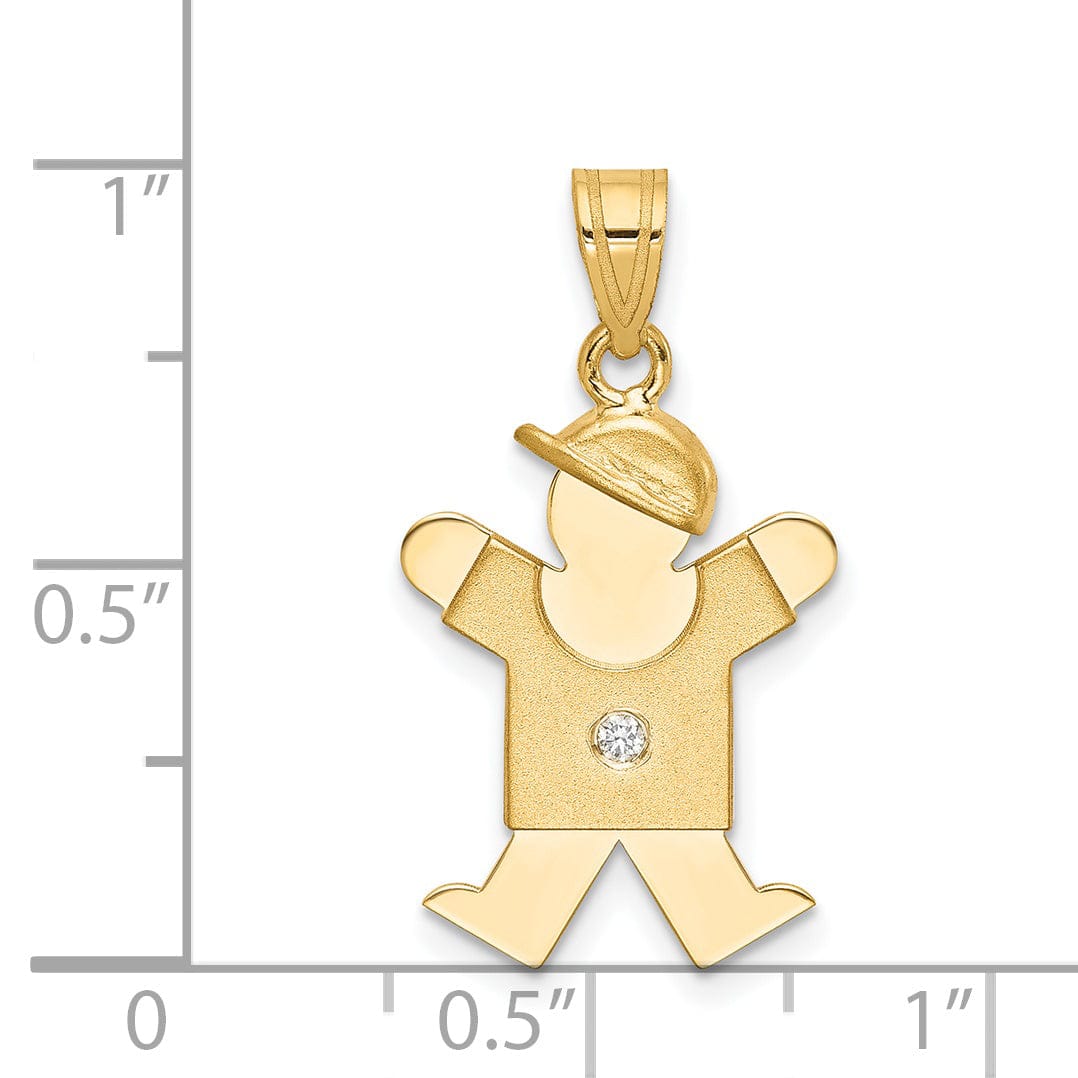 14k Yellow Gold Diamond Boy With Hat Joy Pendant