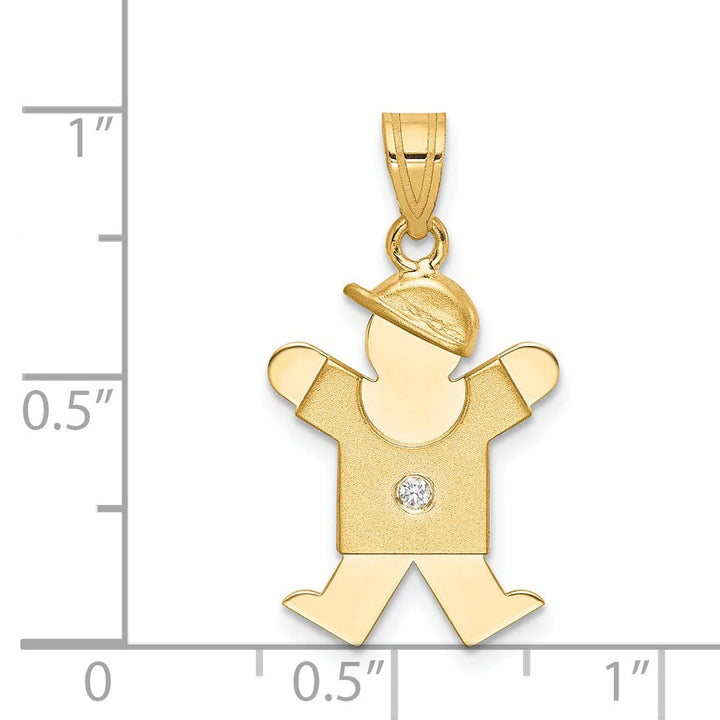 14k Yellow Gold Diamond Boy With Hat Joy Pendant