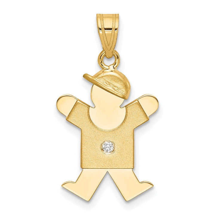 14k Yellow Gold Diamond Boy With Hat Joy Pendant