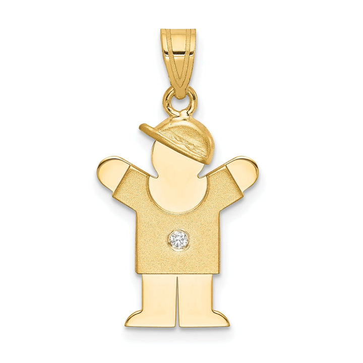 14k Yellow Gold Diamond Boy With Hat Love Charm Pendant