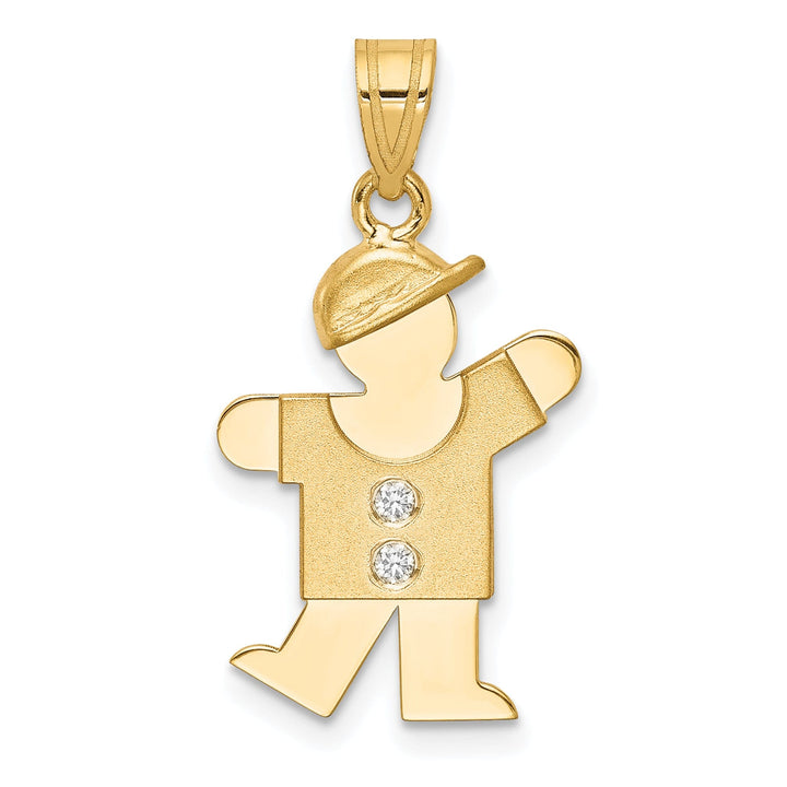 14k Yellow Gold Diamond Boy With Hat Kiss Pendant