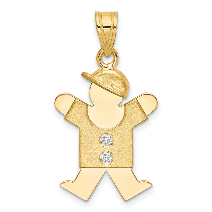 14k Yellow Gold Diamond Boy With Hat Joy Pendant