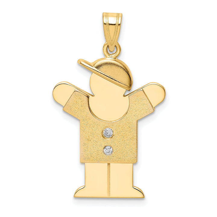 14k Yellow Gold Diamond Boy With Hat Love Pendant