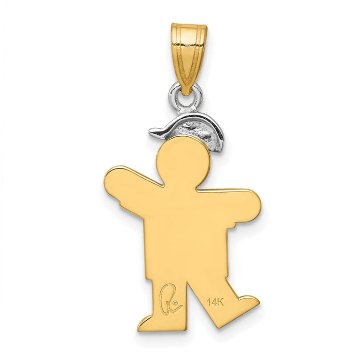 14k Two-tone Diamond Boy With Hat Kiss Pendant