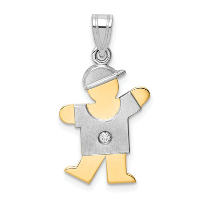 14k Two-tone Diamond Boy With Hat Kiss Pendant at $ 267.84 only from Jewelryshopping.com